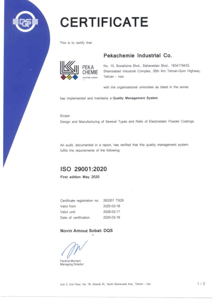 Certificate ISO-29001